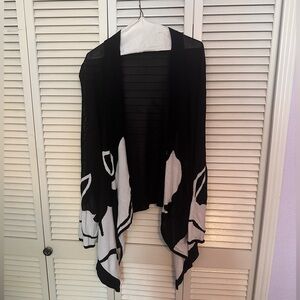 Chico's Black and Cream Knit Cardigan